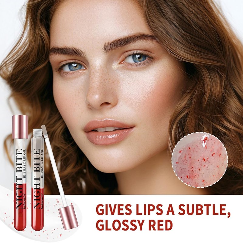Skiennix Dual-Phase Lip Oil - Moisturizing & Nourishing Gloss in Shiny Red & Transparent