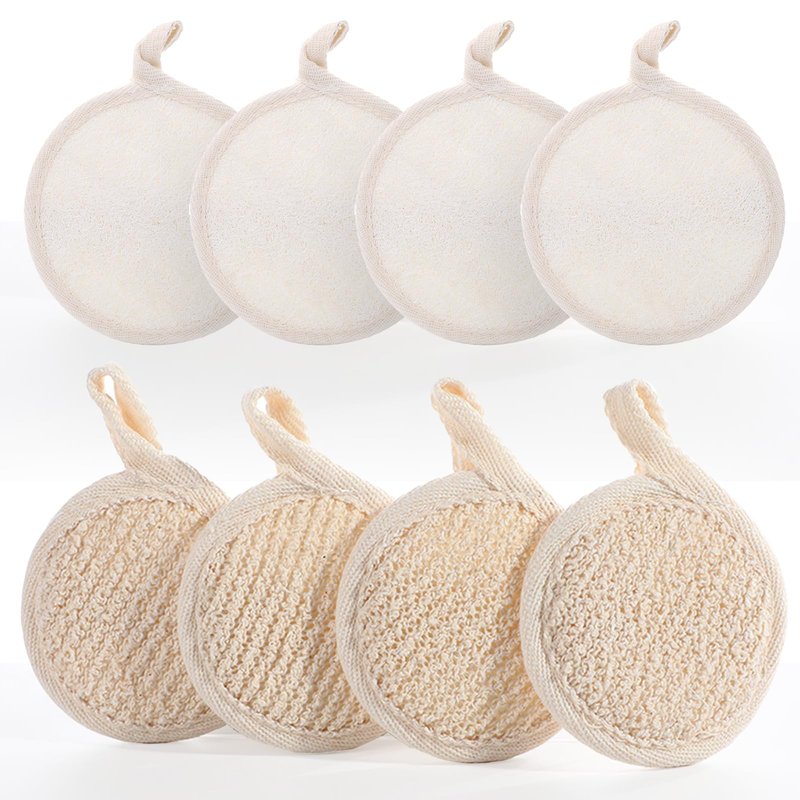QIYUDA 8Pcs Loofah Face Exfoliator Pad, Sponge Facial Scrub Pads