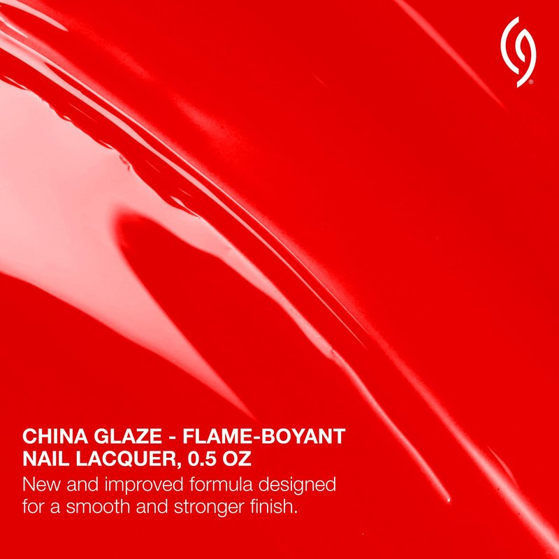 China Glaze CG Nail Lacquer Flame-Boyant – Bright Red Nail Polish, Quick Dry, Chip Resistant Glossy Finish for Salon & DIY Manicure, 0.5 fl oz