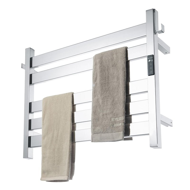 K&KALONZO Towel Warmer for Bathroom, Wall-Mounted 5-Bar Heated Towel Rack with Built-in Timer, Waterproof Electric Towel Heater, Support Plug-in and Hardwired, Polished, EL18S