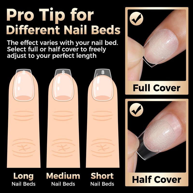 Extra Short Nail Tips: 504pcs Pre-shaped Half-matte Coffin Short Nails, 12 Sizes XS Clear Full Cover Fake Nails Soft Gelly Ballerina Press on Gel Nail Tips for Extension