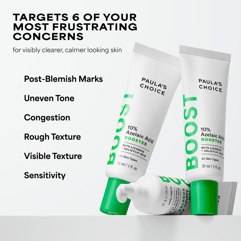 Paula’s Choice BOOST 10% Azelaic Acid Booster Cream Gel, Oil-Free Serum Fades Discoloration & Post-Blemish Marks, with Licorice Extract & Salicylic Acid, Fragrance-Free, 1 Fl Oz
