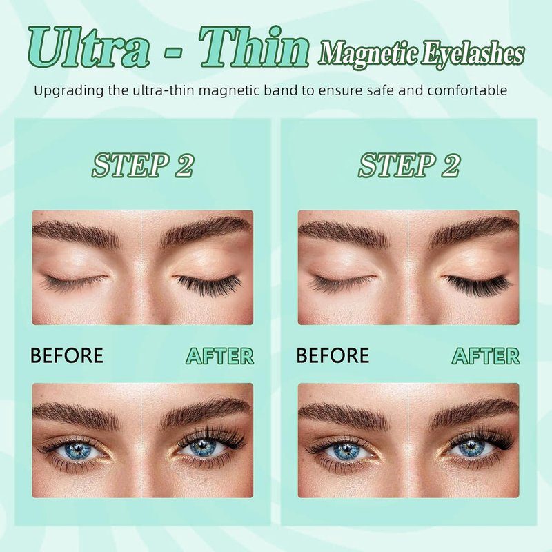 Botare Magnetic Eyelashes with Applicator Kit, Portable Reusable Magnetic Eyelashes Natural Look without Eyeliner Glue-free False Lashes Waterproof Lightweight ZP06