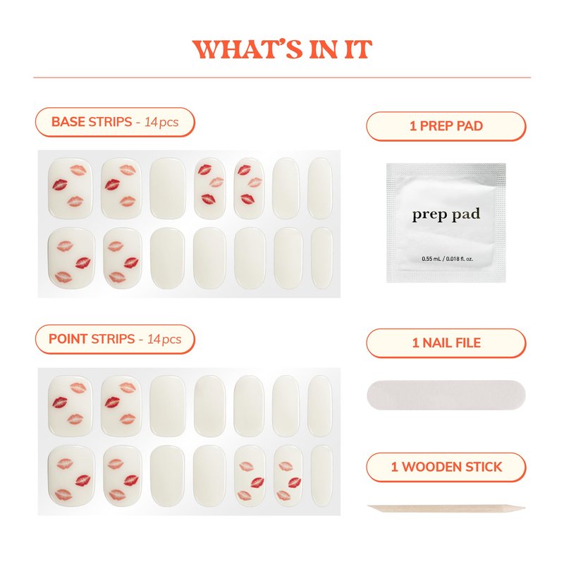 Heyhae Semi Cured Gel Nail Strips Assorted Bundle (3 Pack) | No LED Lamp Needed | Easy Apply & Remove, Salon Quality | Includes Strips, Prep Pads, Nail Files & Wooden Sticks - Be Mine