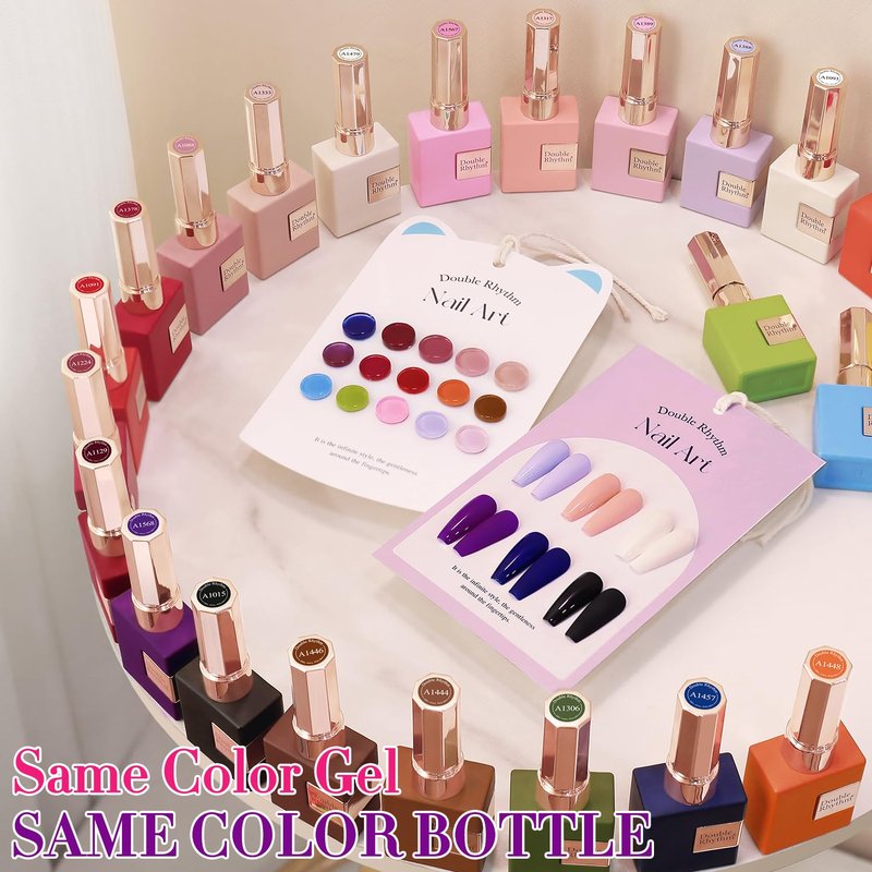 Double Rhythm 28Pcs 0.5Oz Gel Nail Polish Set Same Color Same Bottle Gel Polish Kit Nail Art Manicure Salon DIY at Home for Women (Red Pink Collection-T24-4)