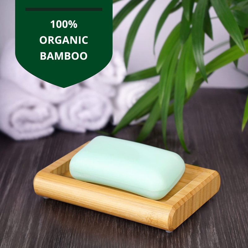 Royal Craft Wood Bamboo soap Dish, Bathroom and Shower soap Holder, Self draining Kitchen soap Tray