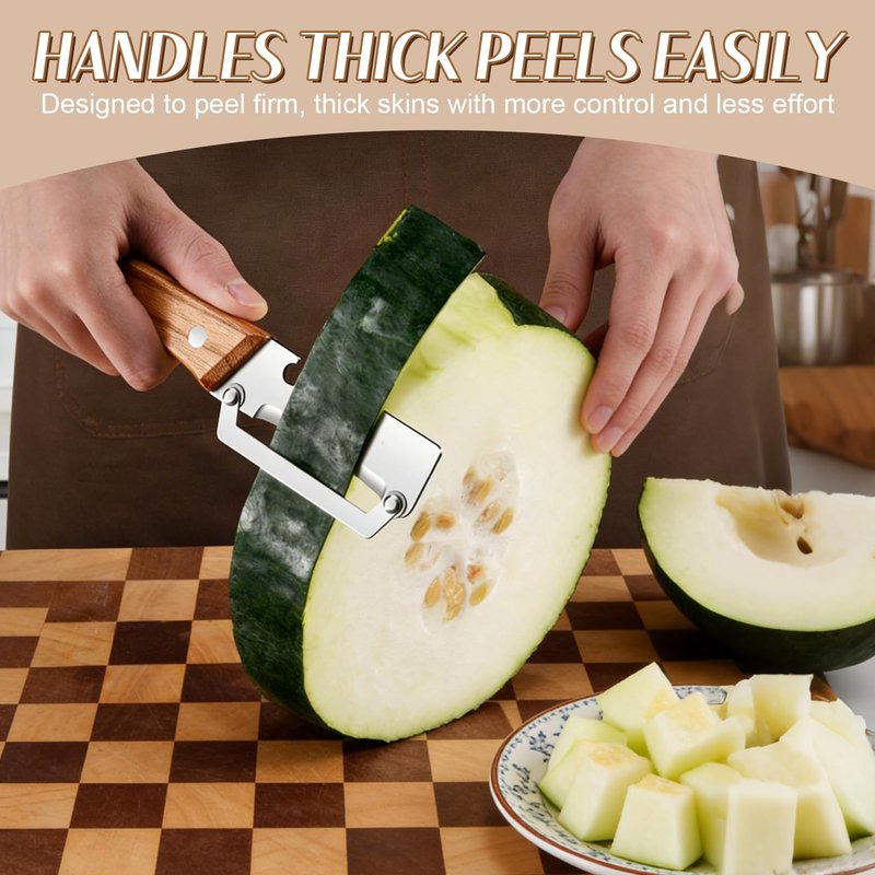 2026 Upgrade Vegetable Peeler With Wooden Handle, Stainless Steel Wide Blade Potato and Carrot Peeler, 3-in-1 Veggie Peeler With Scallion Shredder and Bottle Opener for Kitchen, Camping and Travel