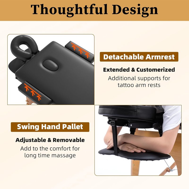 Civama Massage Table - Portable 2-Section Foldable Bed | Lightweight, Height Adjustable, Black with Carrying Bag