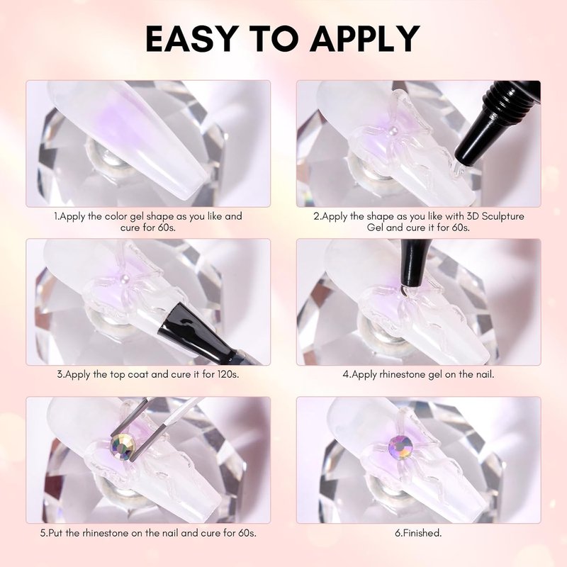 Nail Rhinestone Glue Kit - Super Strong 3D Gel for DIY Nail Art | Easy to Use for Beginners & Pros