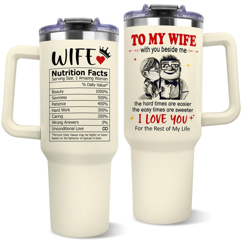 NAIREG Birthday Gifts for Wife from Husband - Anniversary Romantic Gifts for Women - Wife Birthday Gift Ideas -Christmas Valentines Mothers Day I Love You Gift for Her - To My Wife's Tumbler 40oz