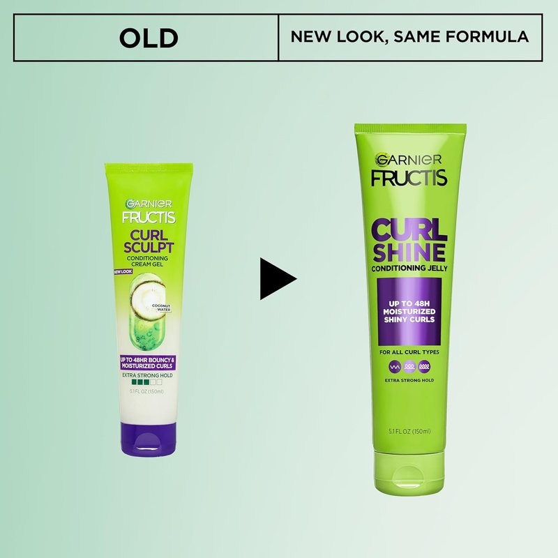 Garnier Fructis Curl Shine Conditioning Hair Gel - Extra Strong Hold for Curly & Wavy Hair, 5.1 Fl Oz