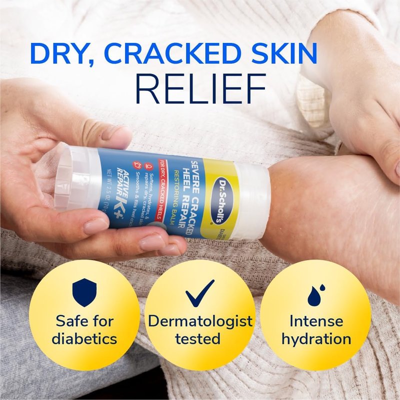 Dr. Scholl's Cracked Heel Repair Balm - 25% Urea for Dry, Cracked Feet | 2.5oz | 3-Pack