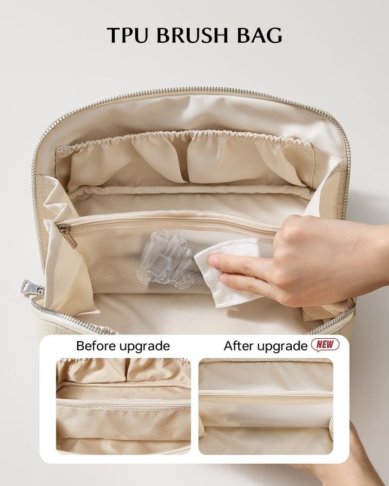 Large Capacity Makeup Bag - Waterproof Portable Travel Toiletry Bag with Divider & Handle | Ideal for Organizing Cosmetics