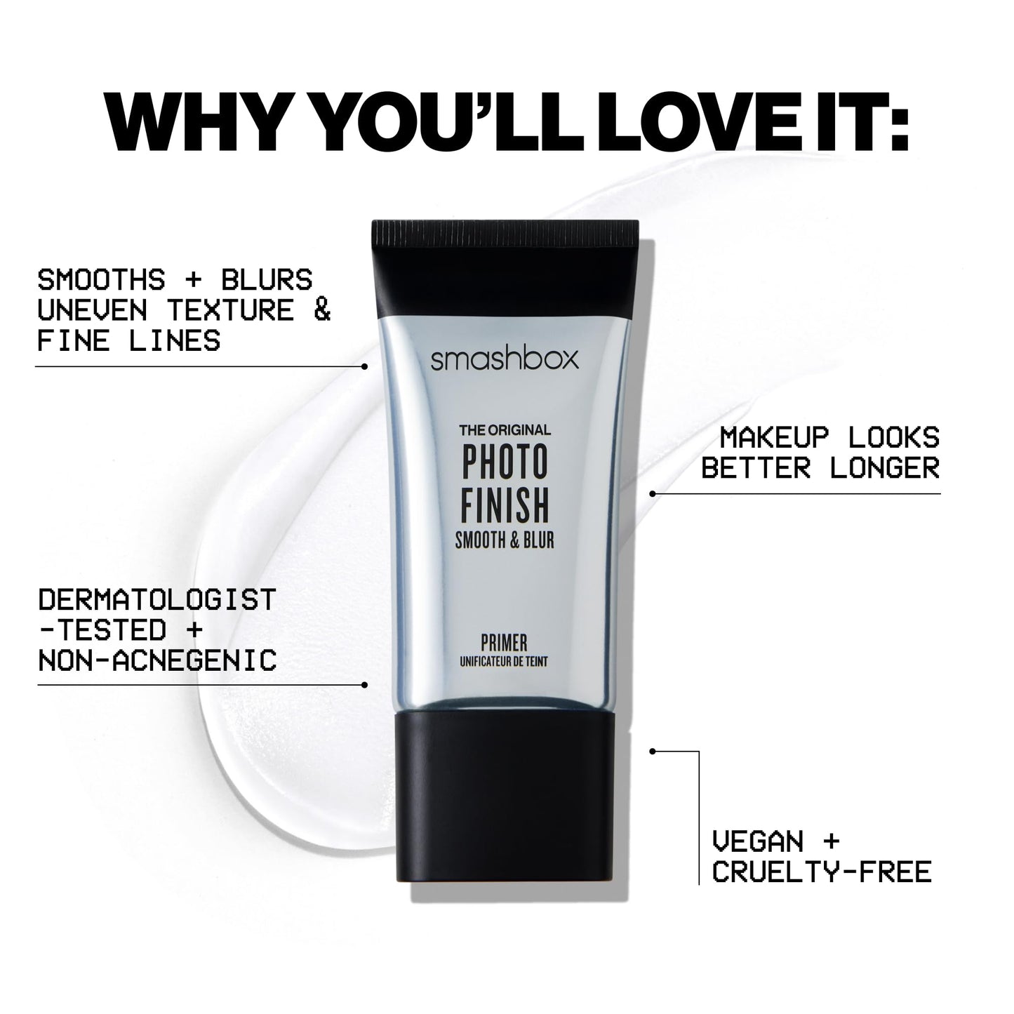 Smashbox The Original Photo Finish Smooth & Blur Makeup Primer | Instantly Smooths and Blurs Fine Lines and Pores | Vitamins A + E, 0.34 Fl Oz