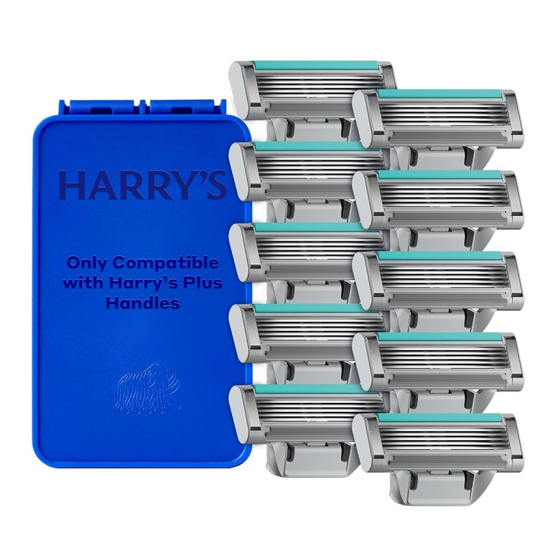 Harry's Plus Razor Refills - 10 Precision Razor Blade Cartridges | Compact Design for Men’s Shaving Kits