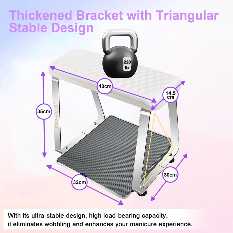 JODSONE Pedicure Foot Rest for Nails Tech with Soft Cushion,Pedicure Stool,Nail Stand,Detachable Stainless Manicure Foot Rest for Home and Salon Use Pedicure Station