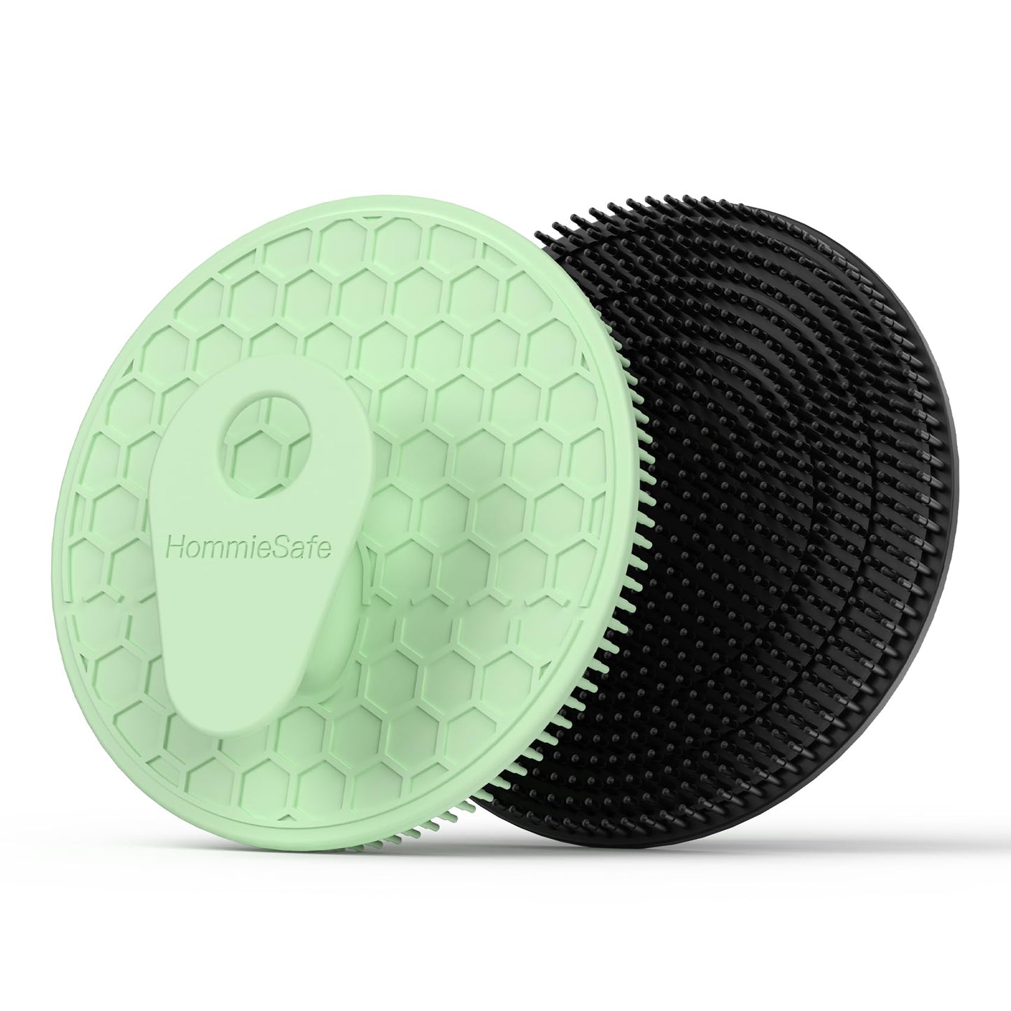 Soft Silicone Shower Brush Body Wash Bath Exfoliating Skin Massage Scrubber, Dry Skin Brushing Glove Loofah, Fit for Sensitive and All Kinds of Skin(Mint+Black)