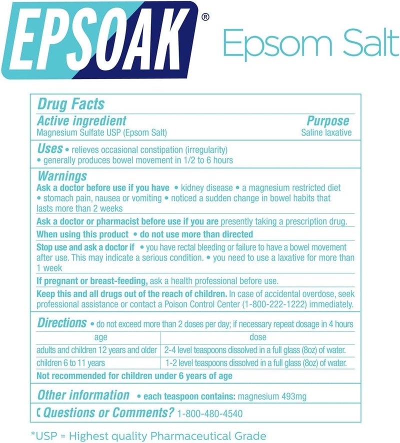 Epsoak Epsom Salt - 10 lb Unscented Magnesium Sulfate USP | Resealable Bag, Made in USA, Cruelty-Free