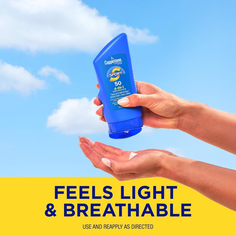 Coppertone Sport Sunscreen Lotion SPF 50 - Sweat & Water Resistant | Travel Size 3 Fl Oz, Pack of 6