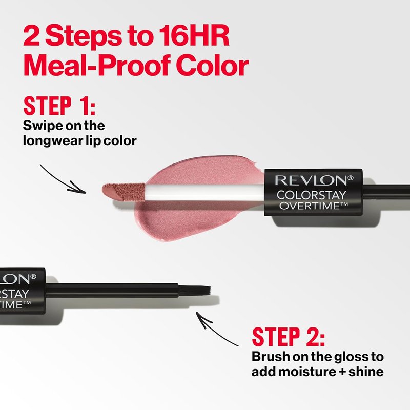 Revlon ColorStay Overtime Liquid Lipstick - Long-Lasting Dual-Ended Lip Color with Vitamin E | 005 Infinite Raspberry, 0.07 fl oz
