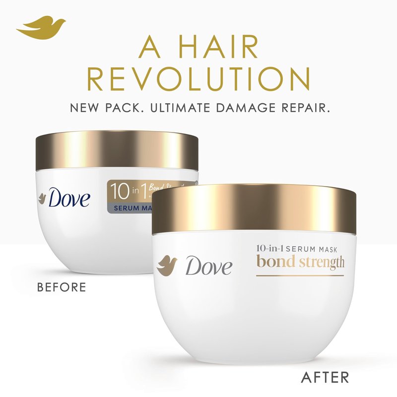 Dove Hair Bond Strength 10in1 Serum Mask for Chemically Damaged Hair with Bio-Protein Care Technology plus Peptide Complex 9.2 fl oz.,(Pack of 2)