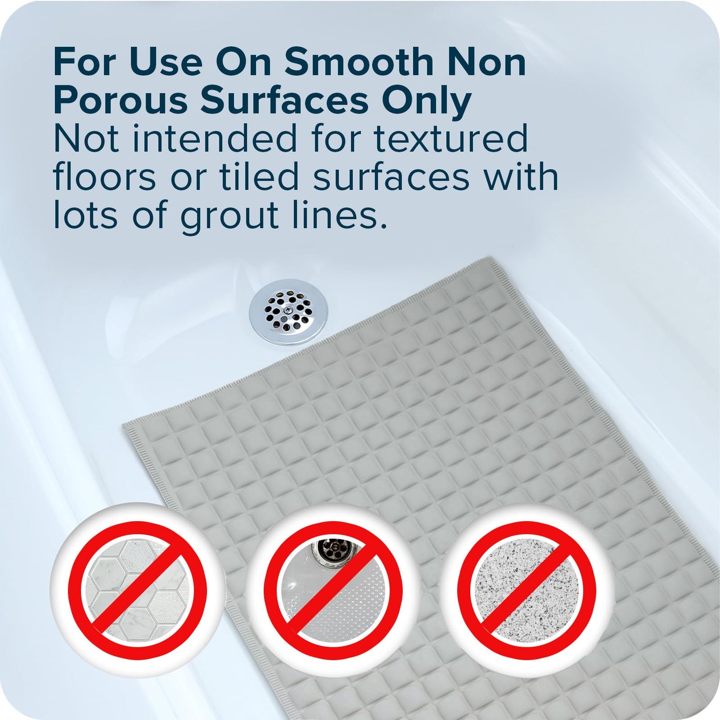 SlipX Solutions Pillow Top Cushioned Bath Mat, Non Slip Comfort Underfoot, 700 Air-Filled Pillows, Soft Shower Mat, Strong Suction Cups, Gray, 27" x 15.5"