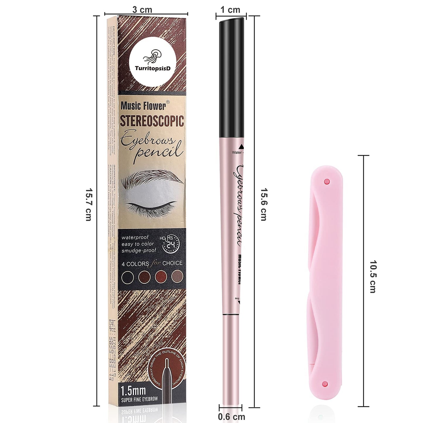 TurritopsisD Eyebrow Pencil, 2 in 1 Dual-ends Retractable Triangular & Fine Tip Brow Pen Waterproof Long-lasting Create Natural Eye Brows Makeup