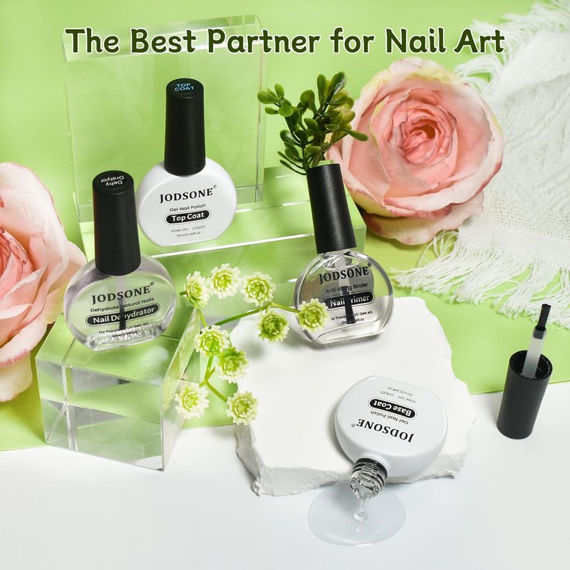 JODSONE Nail Primer & Dehydrator Kit - 4Pcs UV Gel Nail Prep Set | Long-Lasting Manicures 10ml Each