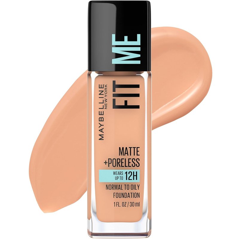 Maybelline Fit Me Matte + Poreless Foundation - Oil-Free, Light Honey, 1 Count for Flawless Skin