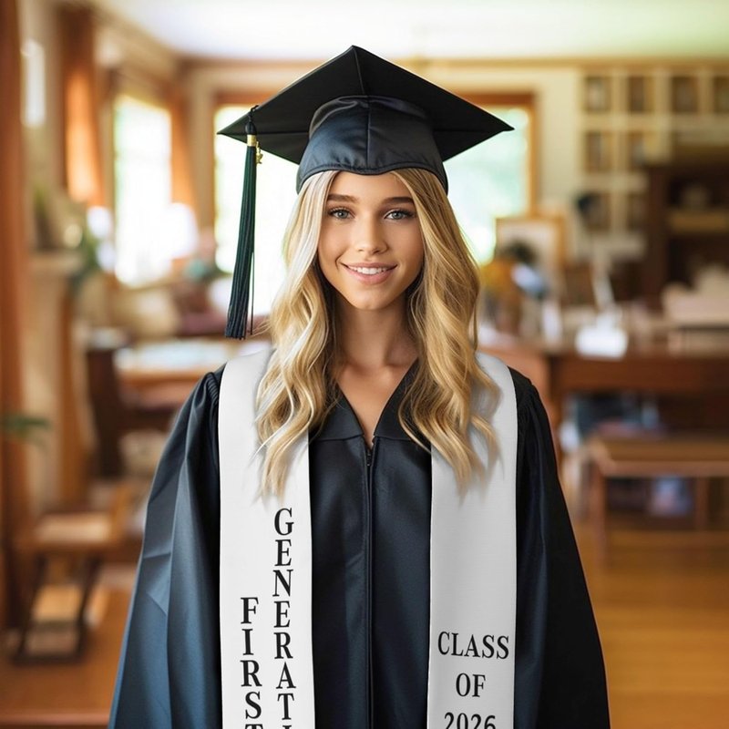 First Generation Graduation Stole - Class of 2026 | White Stole for High School & College Graduates