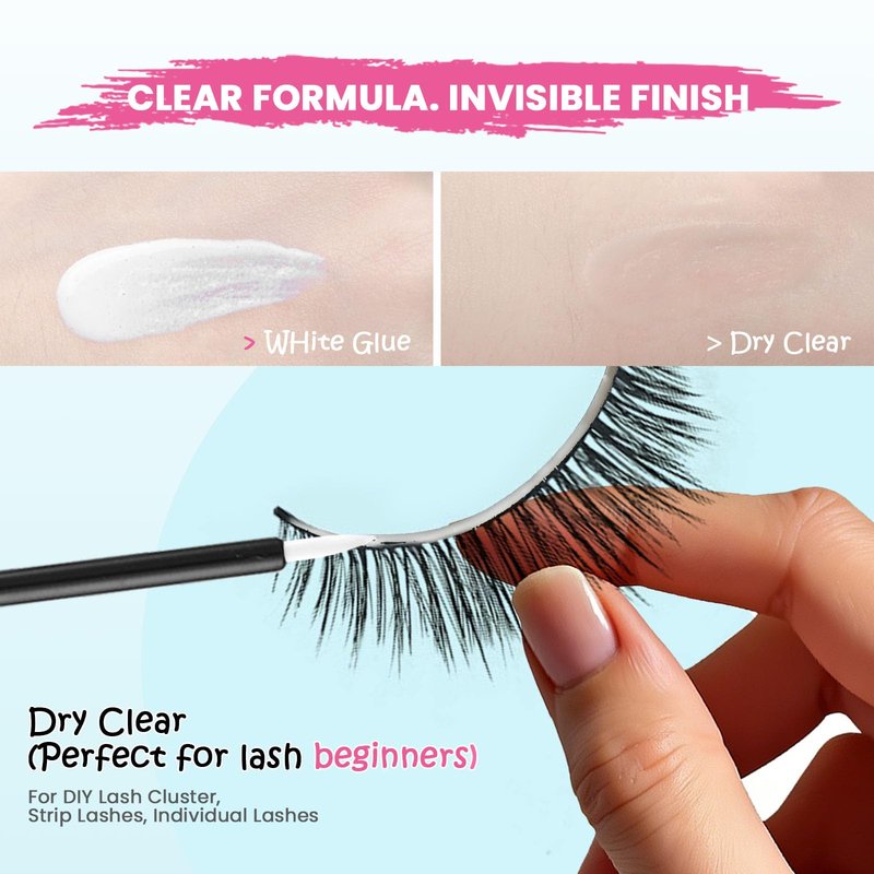 LA MAESII Lash Glue and Remover Waterproof for Long Lasting, Quick Dry Lash Glue, Gentle Non-Irritating Lash Remover, 2 in 1 Lash Adhesive for Sensitive Eyes(Clear)