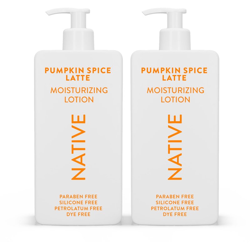 Native Body Lotion with Naturally Derived Ingredients - Pumpkin Spice Latte - Silicone, Paraben, & Dye Free Leaving Skin Soft and Hydrating | Fall Seasonal Scent Bundle, 16.5 oz - 2 Pk