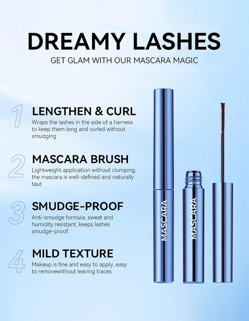 Erinde Mascara for Mature Women | Waterproof, Clump-Free, Extreme Length & Volume - Brown