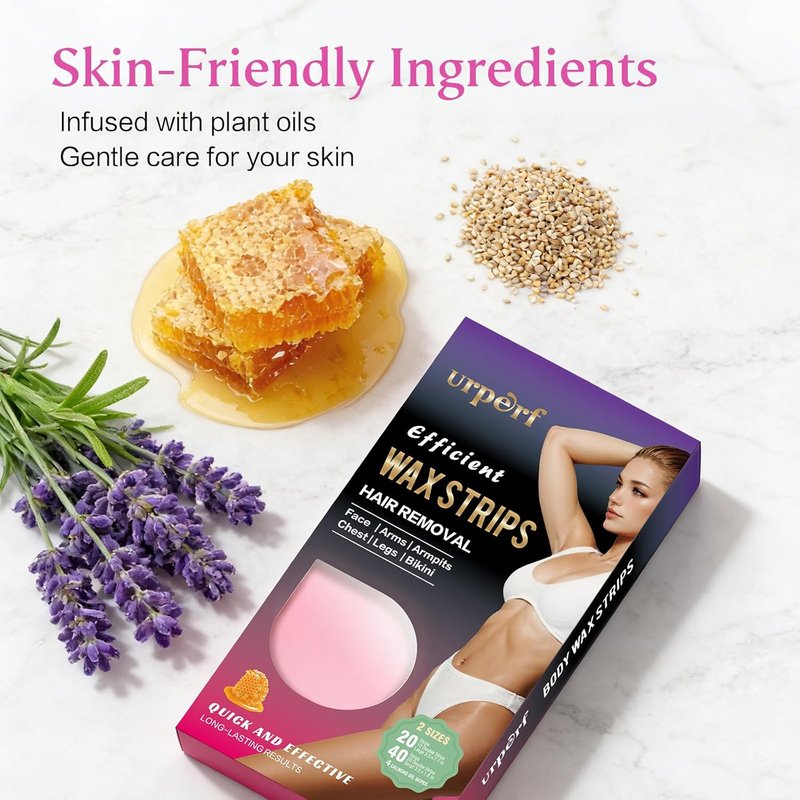 Regine Switzerland Wax Strips for Effortless Hair Removal - No Heat Needed, 20 Large & 40 Small Strips