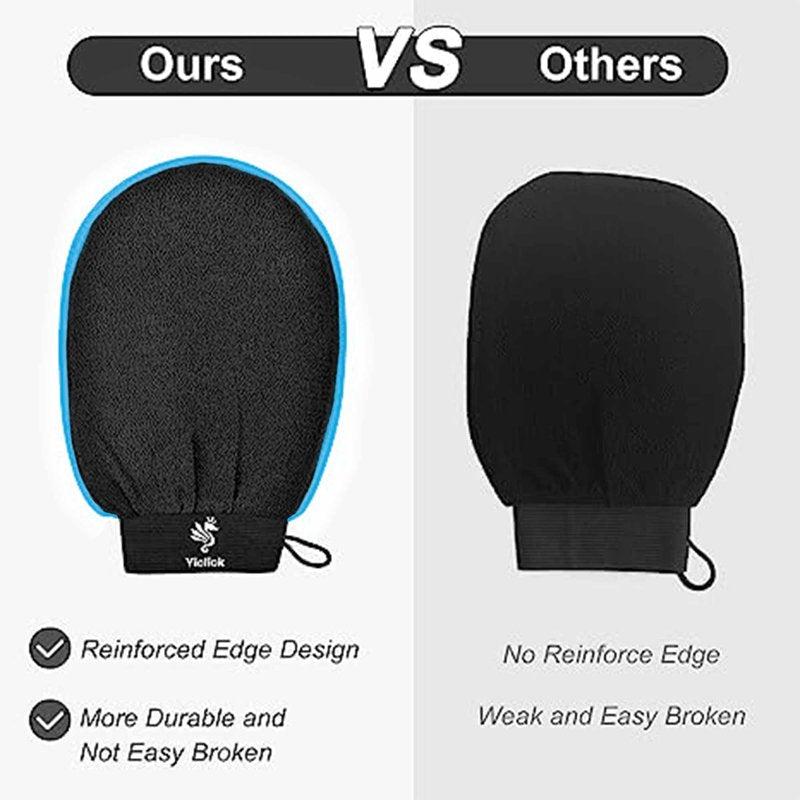 Exfoliating Gloves 2 Pcs, Exfoliating Body Scrubber for Bath Shower Exfoliation, Body Scrub Exfoliator Loofah Sponge for Dead Skin Remover, Korean Exfoliating Mitt (Browm)