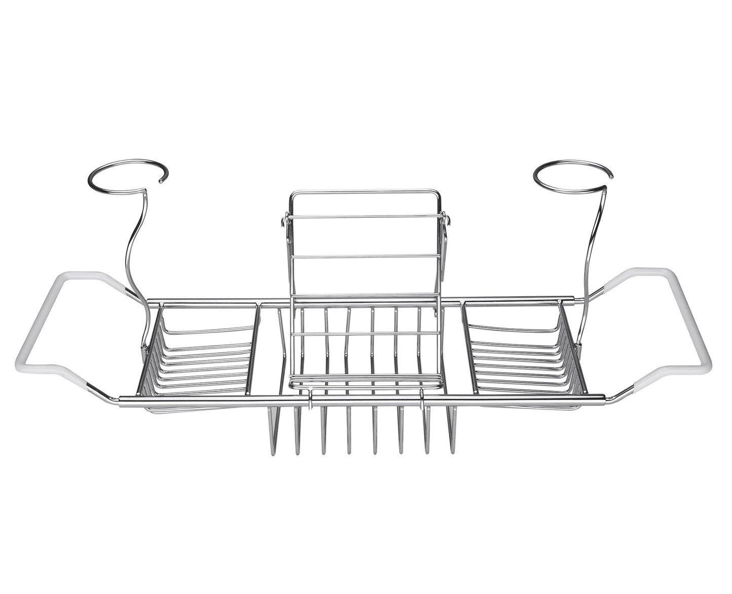 iPEGTOP Stainless Steel Bathtub Caddy Tray - Over Bath Tub Racks Shower Organizer with Extending Sides, Removable Wine Glass Book Holder