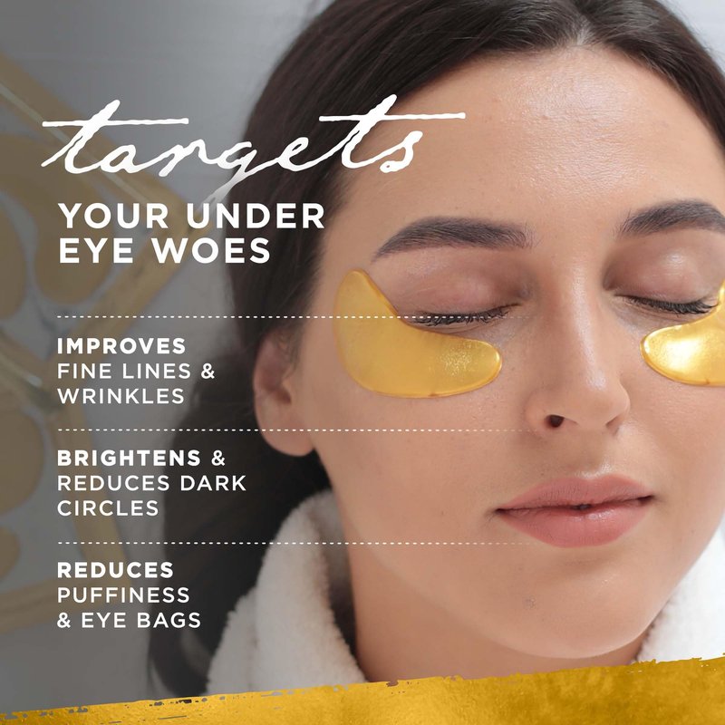 Dermoland Under Eye Patches For Women – 24K Gold Eye Masks, 15 Pairs | Hyaluronic Acid | Reduces Puffiness, Dark Circles & Wrinkles | Vegan & Hydrating