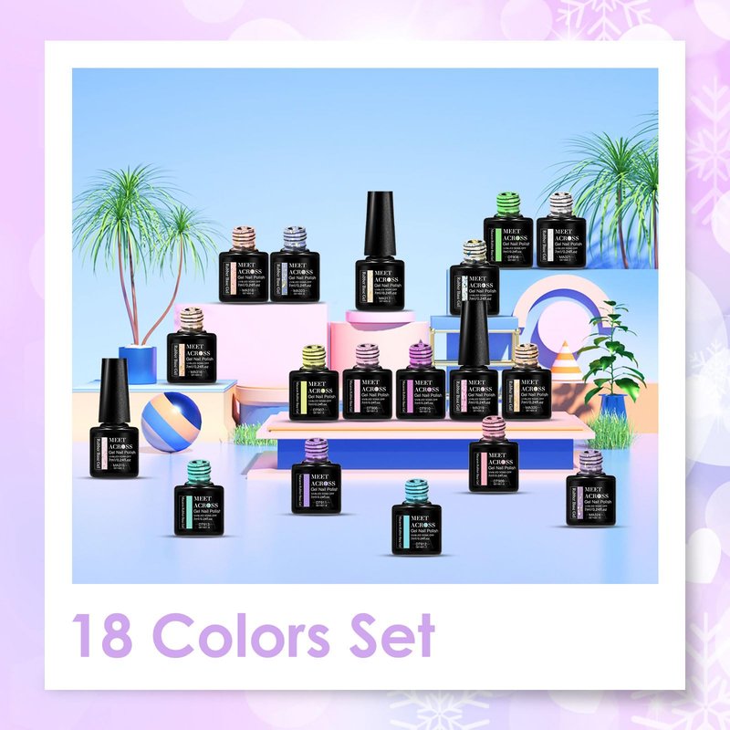 MEET ACROSS 18Pcs Rubber Builder Base Gel Nail Polish 2 in 1 Builder Gel For Nails, Macaron Nail Strengthener Quick Extension Rubber Base Coat Gel Polish Kit Spring Summer Gift