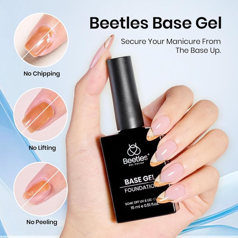 Beetles Gel Base & Top Coat Set - Extra Glossy, Acid-Free & HEMA-Free | 4 Pcs, 15ml