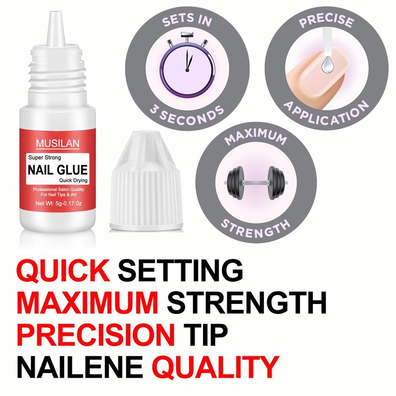 Nail Glue,Super Strong Nail Glue for Press on Nails,Nail Glue Remover Glue for False Nail Tips Long Lasting Acrylic Nail Adhesive Professional Nail Tip Glue Press On Nail Tips