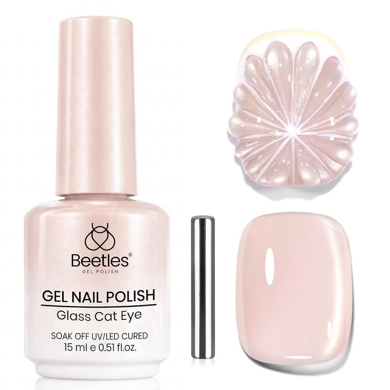 Beetles Nude Cat Eye Gel Nail Polish - 15ML Magnetic Shimmer for Elegant Summer Manicures | Soak Off UV Formula