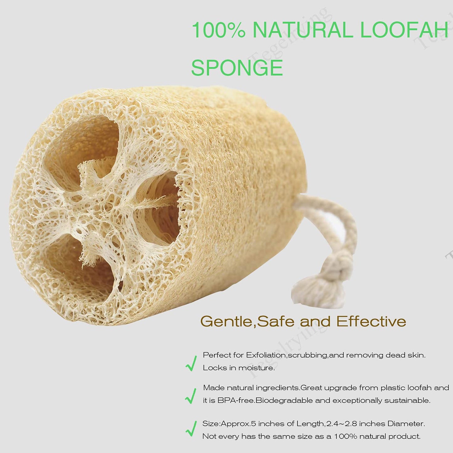 Tegelrying Loofah Sponge Exfoliating,6 Packs Natural Loofa Large Back Scrubber for Men Women Bath Shower Body Skin Care Cleansing Luffa 5 inches Long