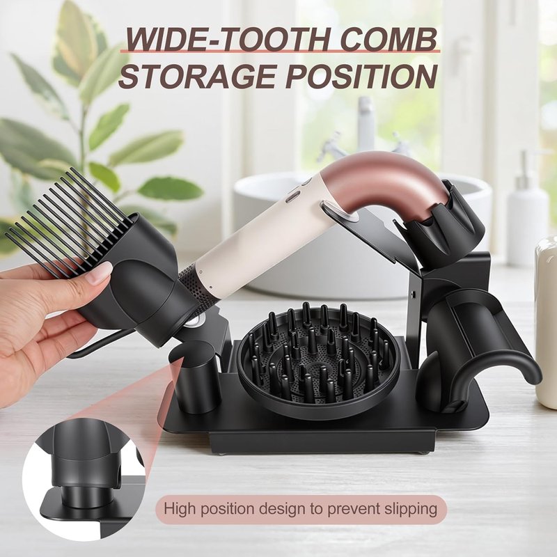 Affogato Hair Dryer Holder - Magnetic Organizer Stand for Dyson Supersonic | Durable Steel with 4 Holes