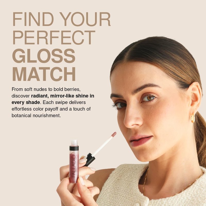 Palladio Lip Gloss, Non-Sticky Lip Gloss, Contains Vitamin E and Aloe, Offers Intense Color and Moisturization, Minimizes Lip Wrinkles, Softens Lips with Beautiful Shiny Finish, Passion Pink
