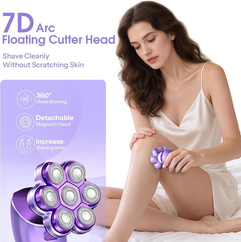 Skiennix Electric Razor for Women - 5-in-1 Rechargeable Body Shaver | IPX7 Waterproof, Violet