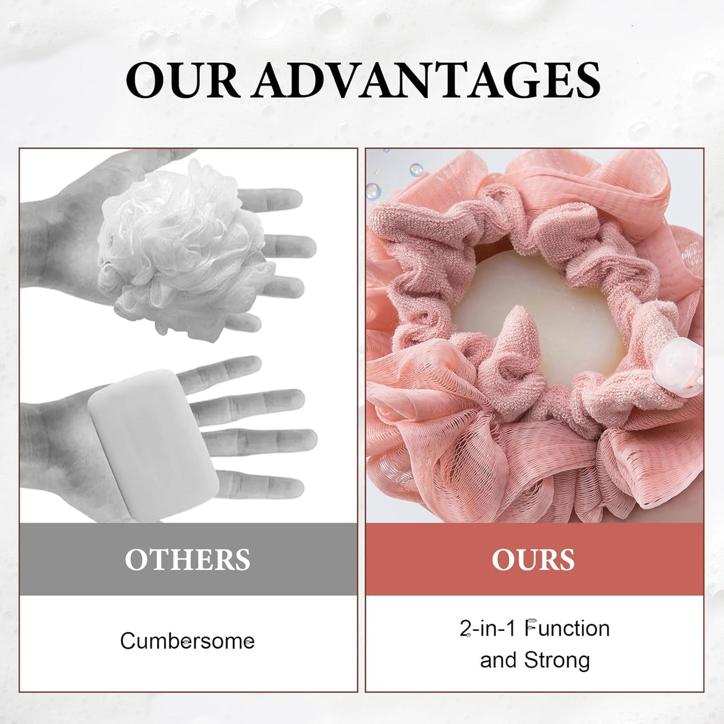 3 PCS Soap Bar Loofah,2 in 1 Bar Soap Loofah Pouch,Can Hold Soap,Effective Exfoliation,for Bathing (Khaki + Coffee + Pink)