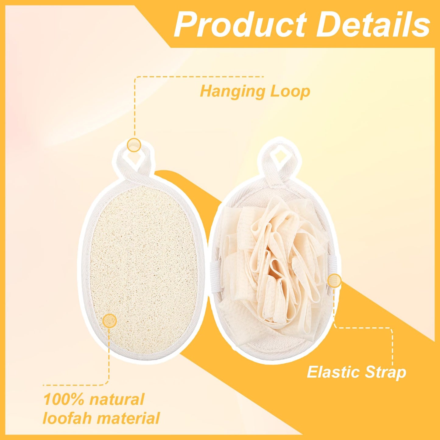 YBEATY 2 PCS Mini Soft Loofah Travel Size with Shower Flower Ball Natural Loofah Bath Sponge with Elastic Hand Strap Scrubber Glove Exfoliating Body Sponge Pad for Body Face Deeply Clean