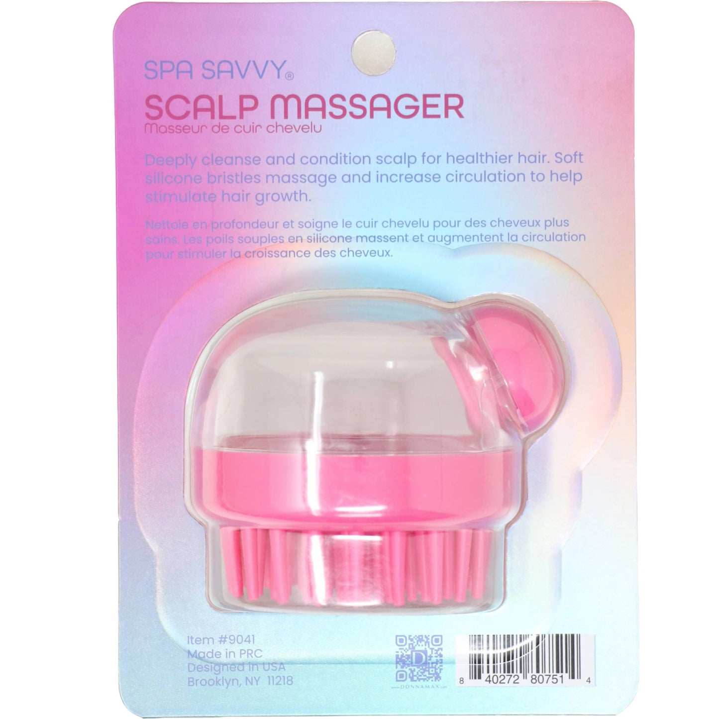 Spa Savvy Scalp Massager, Handheld Head and Temple Scrubber Brush for Hair Stimulation