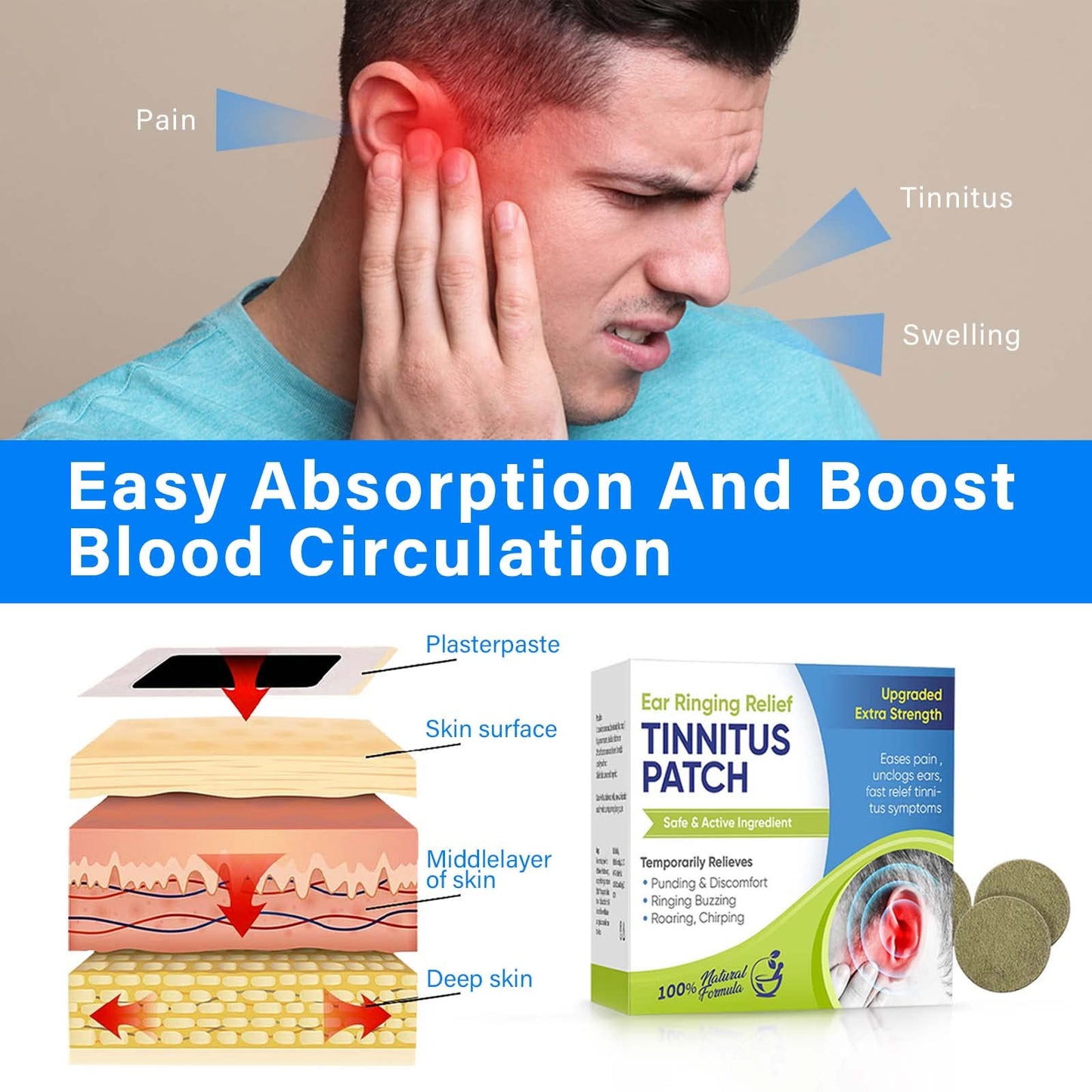 Tinnitus Relief for Ringing Ears | Natural Herbal Support for Ear Comfort & Soothing Rêlief | Help Quiet The Noise & Support Focus, for Men & Women, 50 PCS