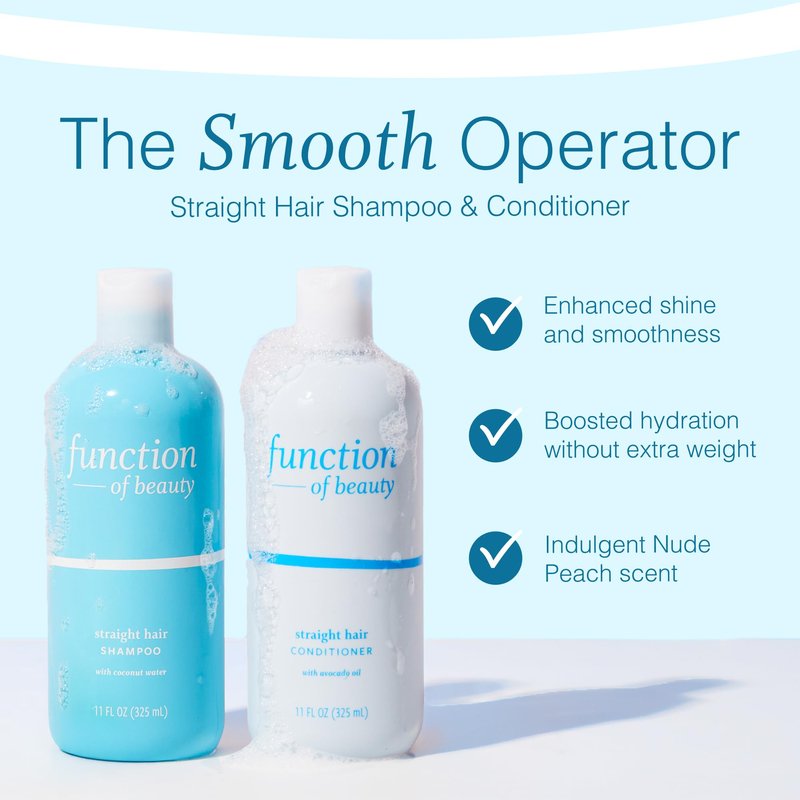 Function of Beauty Straight Hair Shampoo & Conditioner Set - Sulfate-Free Shampoo & Conditioner Duo for Natural Volume & Shine - Anti-Frizz, Lightweight & Hydrating - Oily Hair Care Products